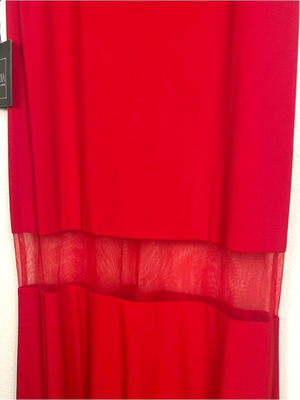 NWT Mac Duggal Ieena Red Sleeveless Mesh Panel Maxi Dress Evening Gown Size 2 - Picture 5 of 10